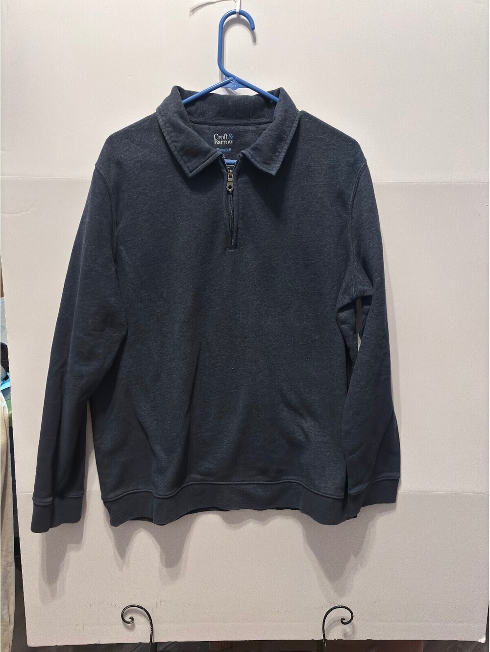 Croft and Barrow Extra Soft Dark Gray Quarter Zip Pullover Sweatshirt